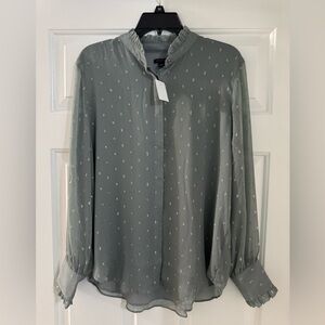 Ann Taylor Gray/Silver blouse Size L